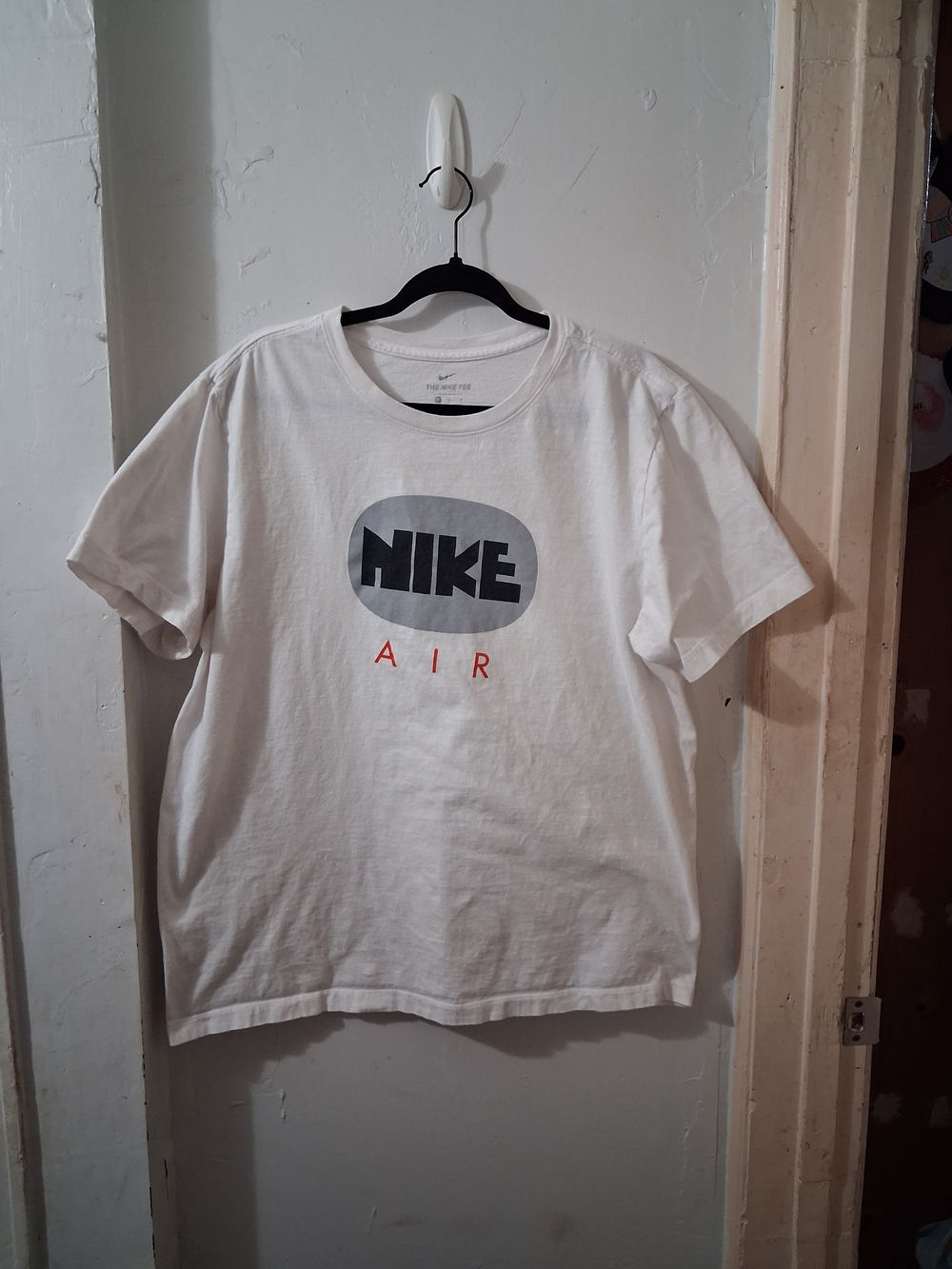 Nike White Tee with Black Swoosh and Label Print